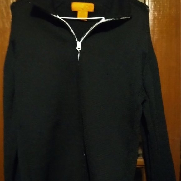 Joe Fresh Heavy Polyester Knit Black Jacket with White Dual Zipper - Picture 3 of 4